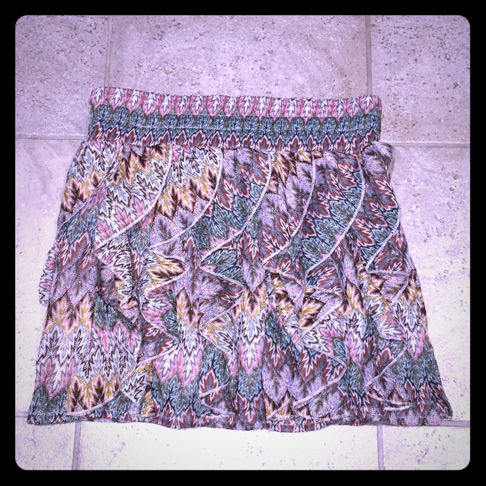 Boho multi color mini skirt